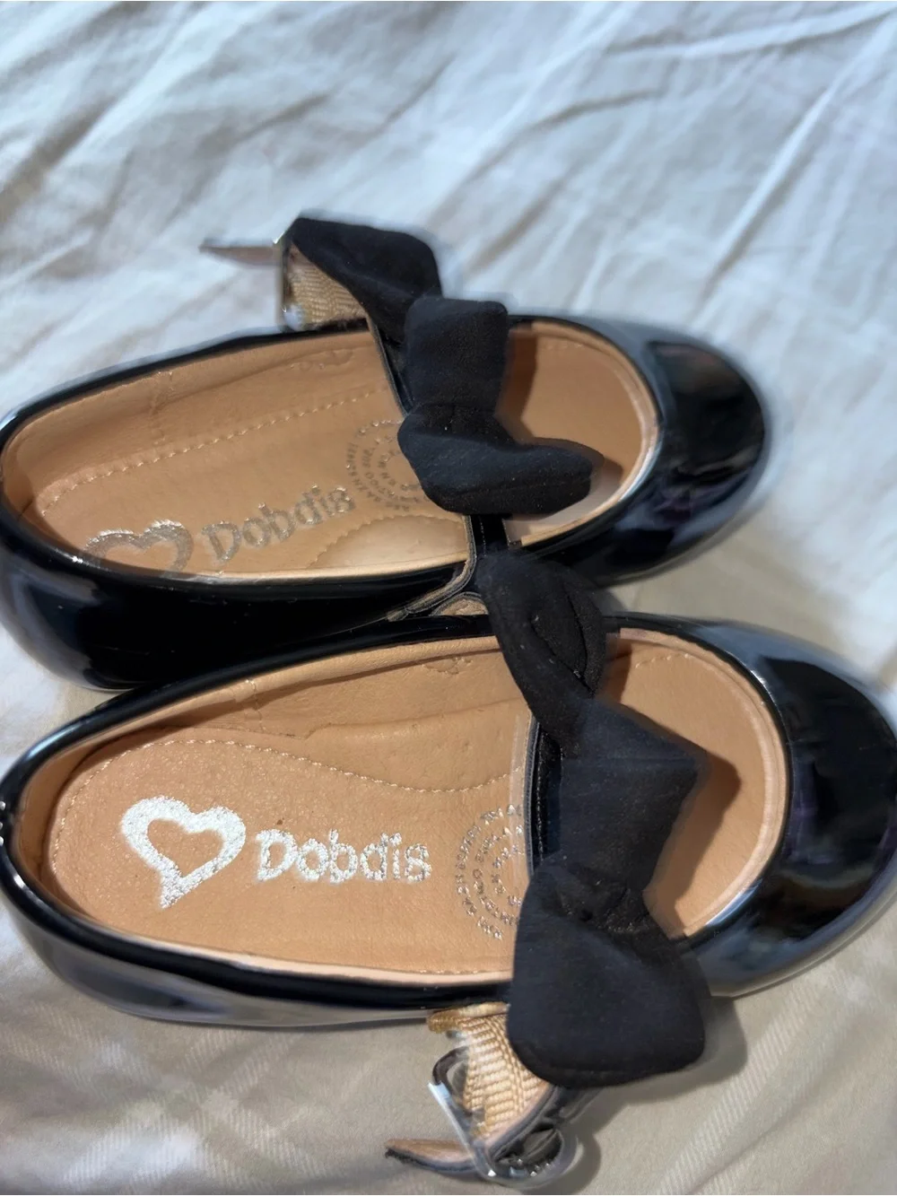 Clarks Girls Black Patent Bow Mary Jane Flats